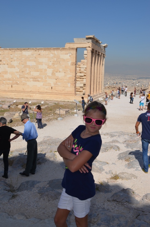 Molly in front of her very favorite Greek God's temple, Athena.