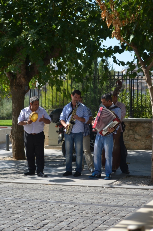 in Plaka, listening to the sounds of a Greek street band.