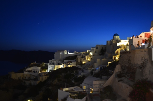 Ia (one of the towns on Santorini where the blue cathedrals are) at night!