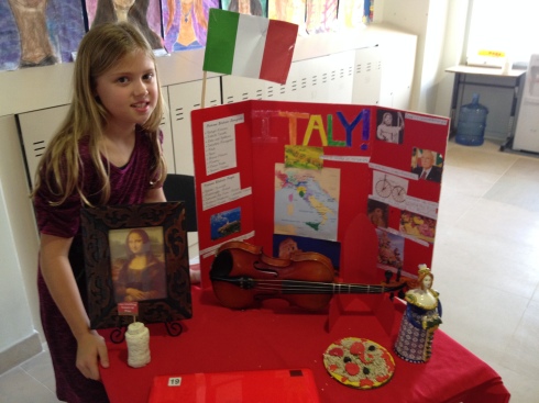 Molly worked very hard on her heritage project, Italy - from the Lombardi's on Wes' side of the family!  She created a PowerPoint presentation, presented to her class, and then had her table and had to present to parents for 1.5 hours!