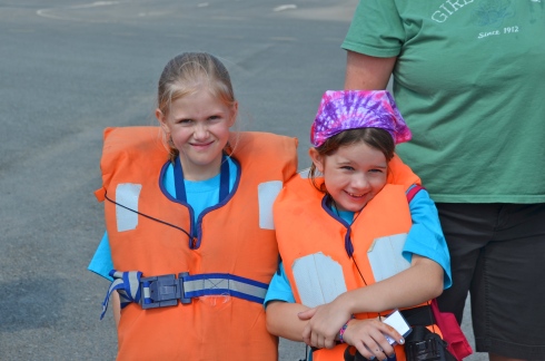 Lucy and her friend Ashley about to go on a boat to The Mangrove islands for catching crabs!